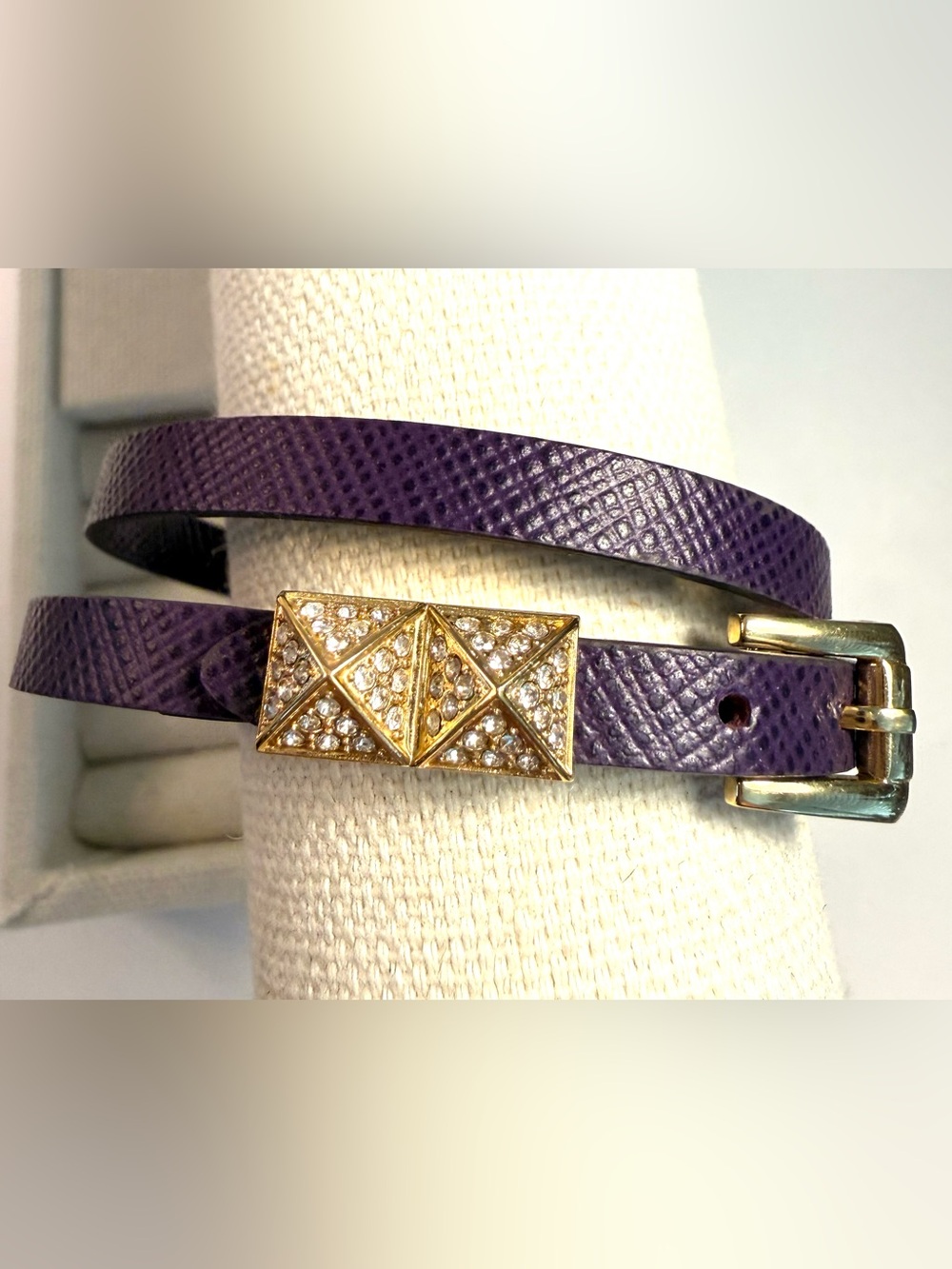 MICHAEL KORS Purple Leather Double Wrap Bracelet
